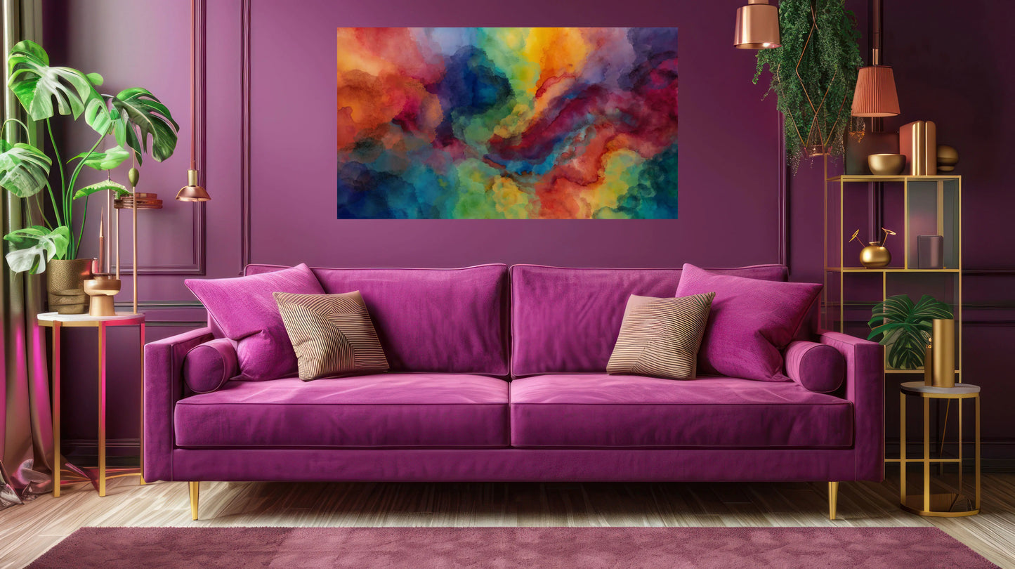 Chromatic Drift – Vibrant Abstract Watercolour Art Print | Digital Download