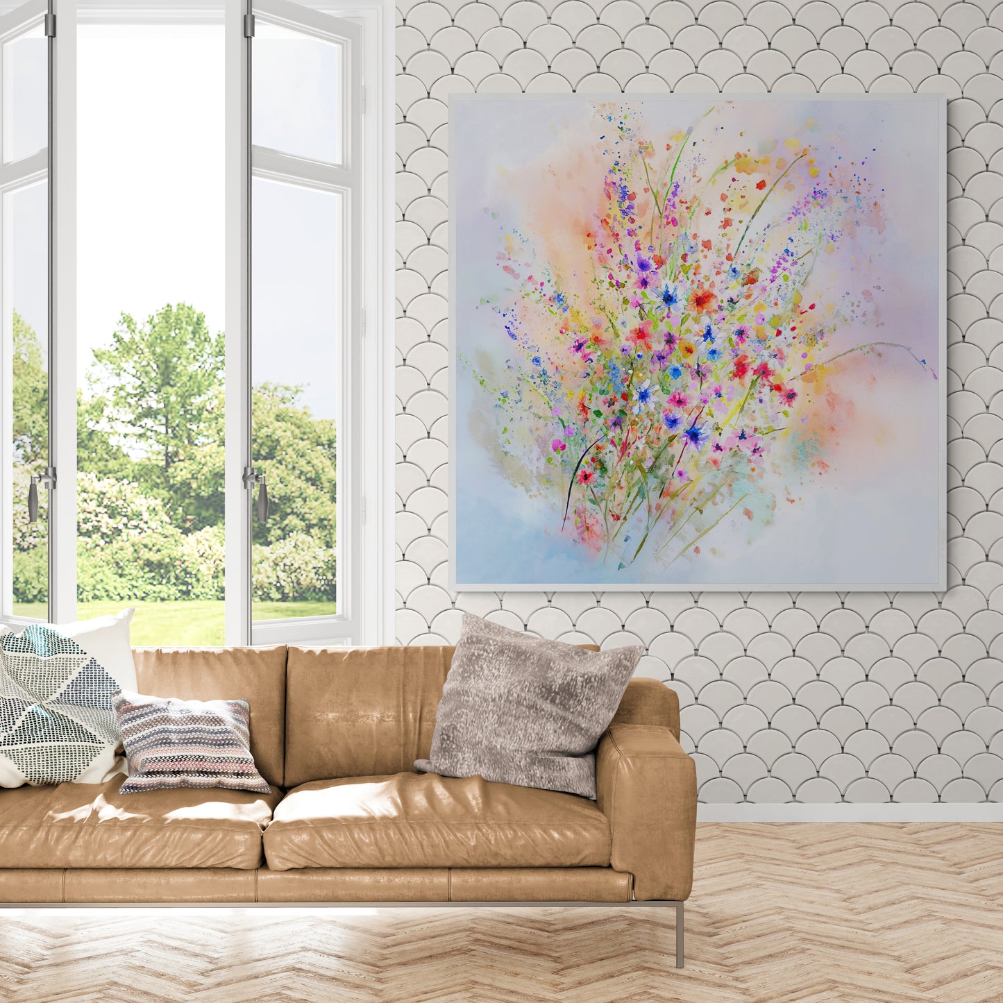Wildflower Reverie abstract watercolor floral print for home decor — soft dreamy wildflower art instant download