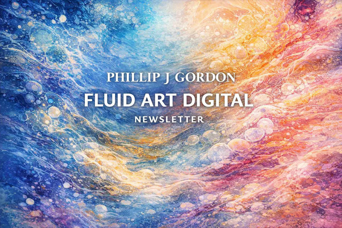    Abstract fluid art digital painting blending vibrant blues, purples, pinks, oranges, and golds with swirling patterns and cell‑like textures.