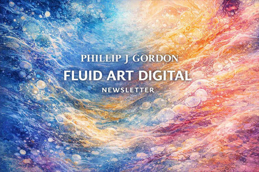    Abstract fluid art digital painting blending vibrant blues, purples, pinks, oranges, and golds with swirling patterns and cell‑like textures.