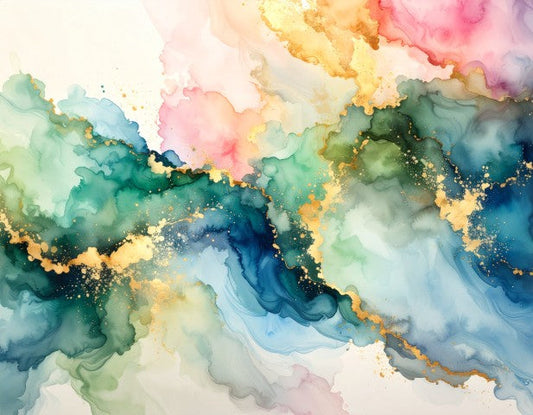 "Textural Explorations abstract watercolour digital art print — blush pink, lilac and gold accents, instant download"
