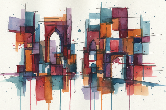 Abstract geometric watercolour architecture 