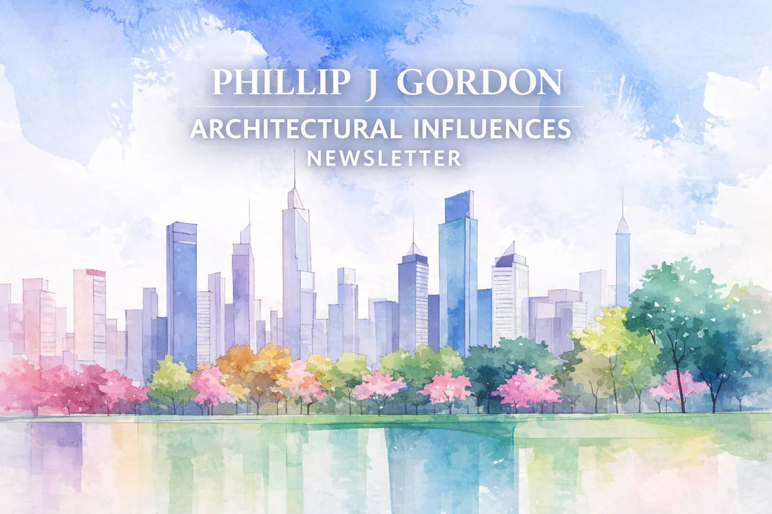 Phillip J Gordon Architectural Influences — watercolour city skyline digital art print