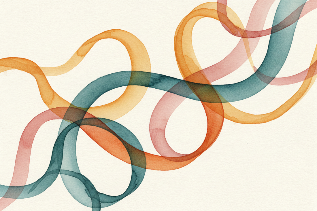 Abstract digital brushworks art print — fluid swirling watercolour brushstrokes 