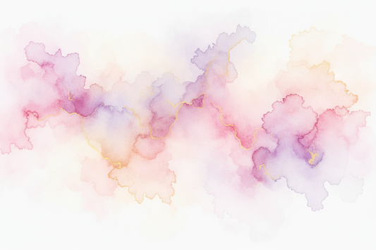 Fluid art digital abstract print — soft rose, lavender and gold watercolour washes by Phillip J Gordon, instant download