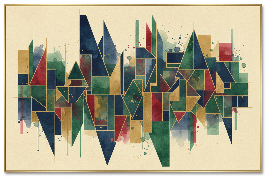 Abstract geometric watercolour art — premium digital art print by Phillip J Gordon, printable wall art.