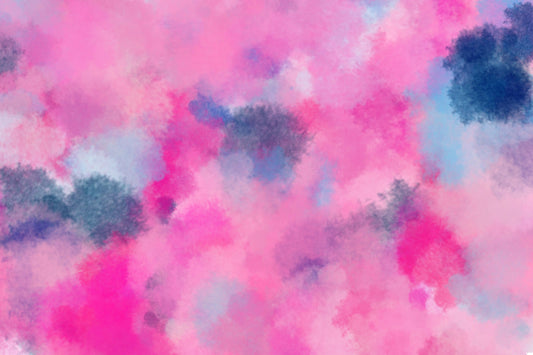 Abstract watercolor pattern with pink, blue, and green hues.