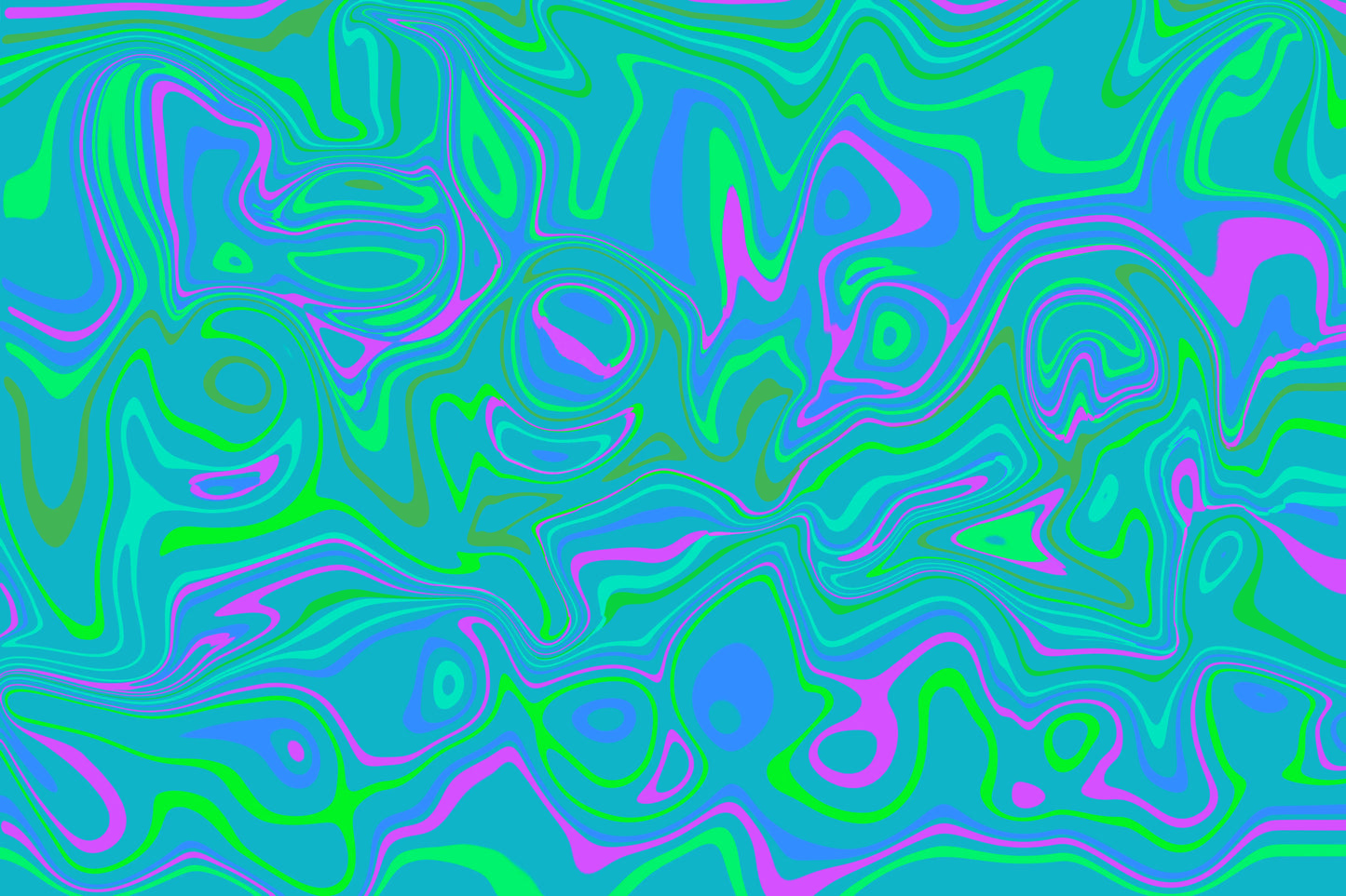 Abstract pattern with wavy lines in blue, green, and pink on a blue background.