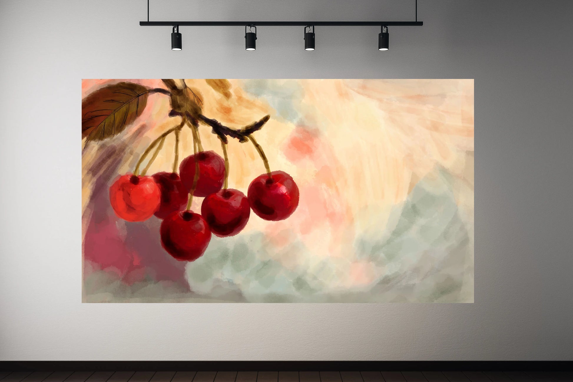 Artistic depiction of red berries on a light background.