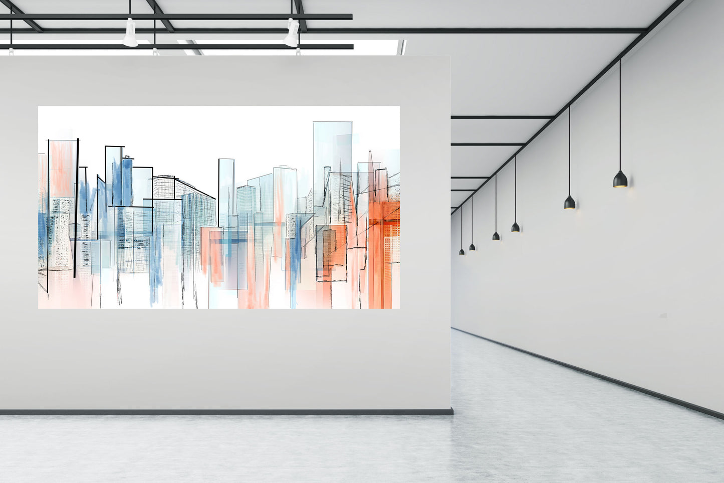 architectural watercolour digital art print, structure meets fluidity, instant download wall art