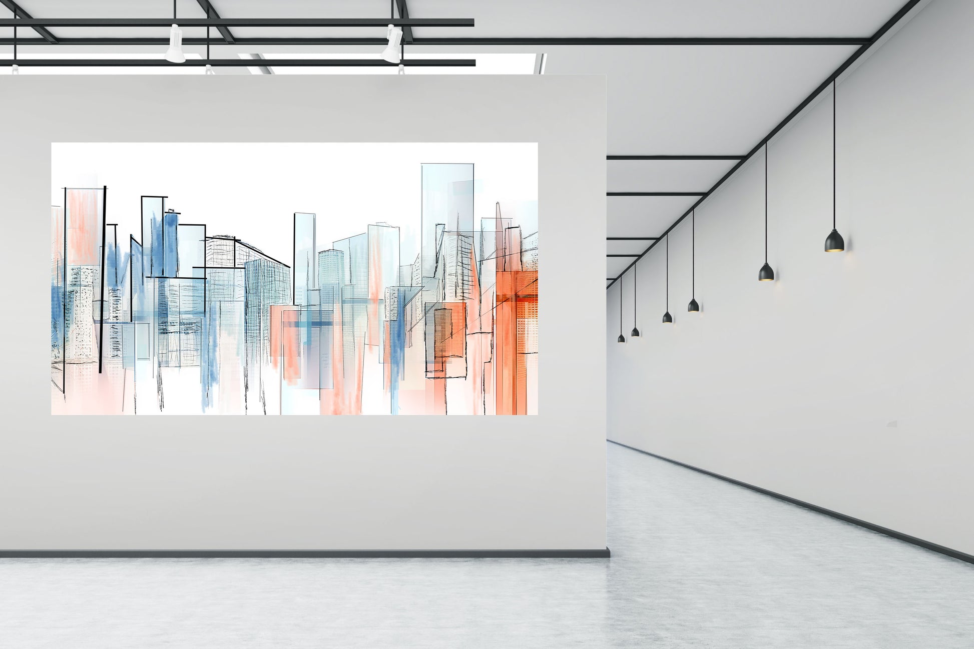 architectural watercolour digital art print, structure meets fluidity, instant download wall art