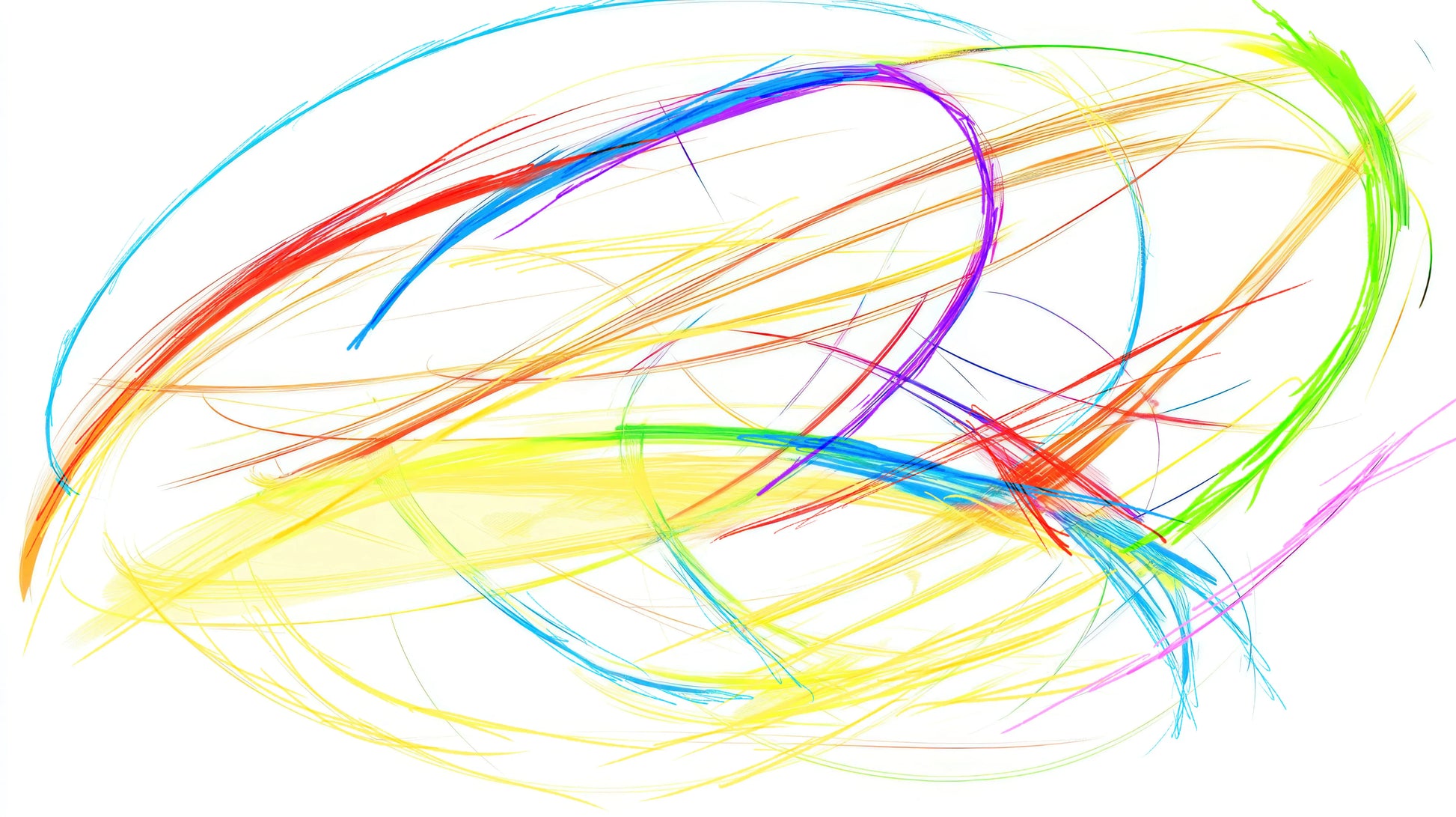 Colorful abstract line art on a white background.