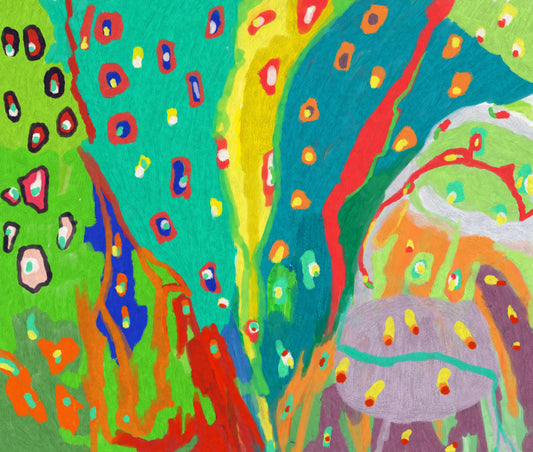 "Joyful Motion — vibrant abstract watercolour digital art print by Phillip J Gordon, bold swirling colours and fluid brushwork"