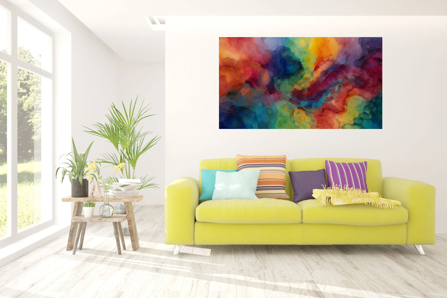 Chromatic Drift – Vibrant Abstract Watercolour Art Print | Digital Download