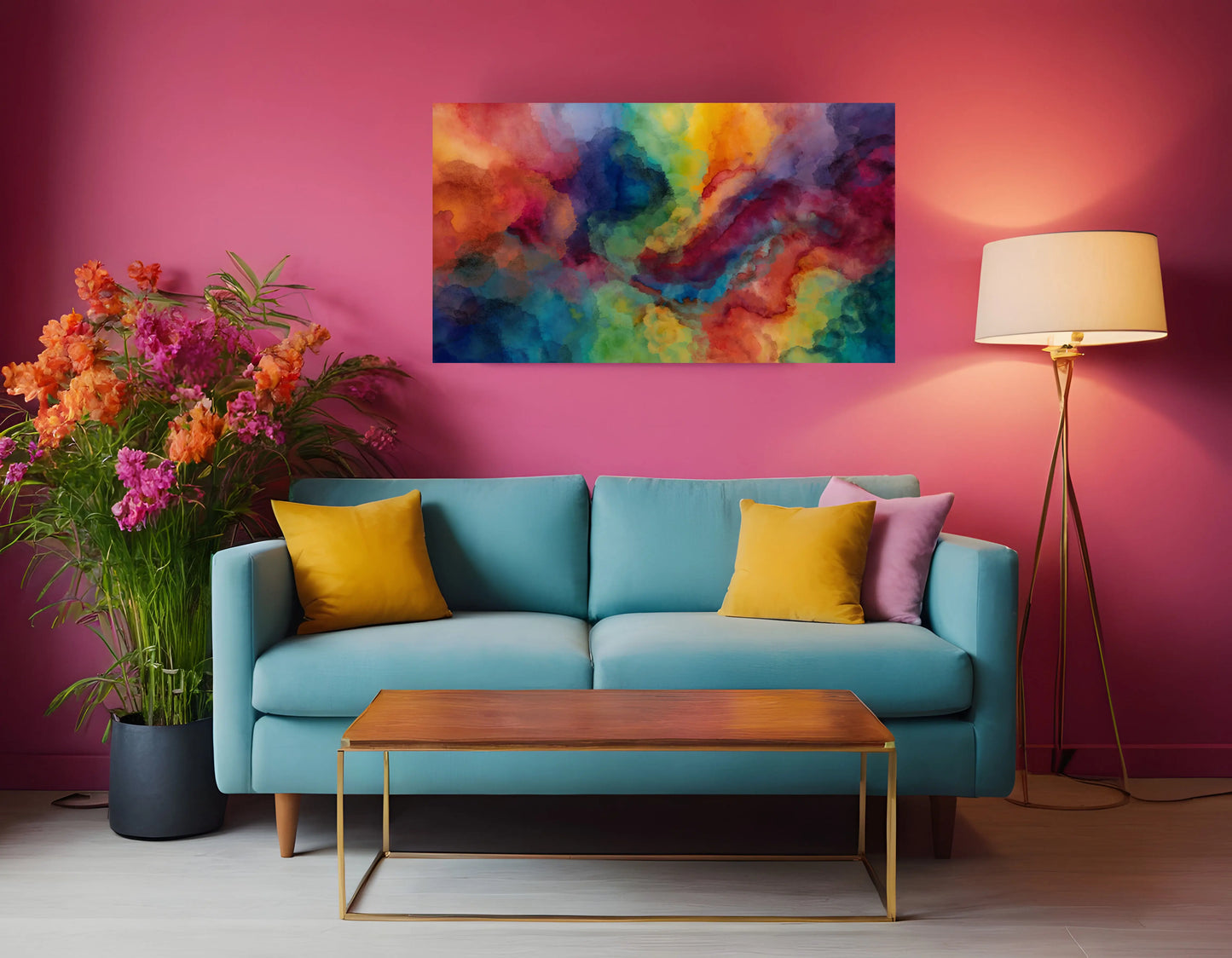 Chromatic Drift – Vibrant Abstract Watercolour Art Print | Digital Download