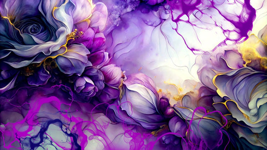 Majestic Embrace — Purple & Silver Alcohol Ink Digital Art Print