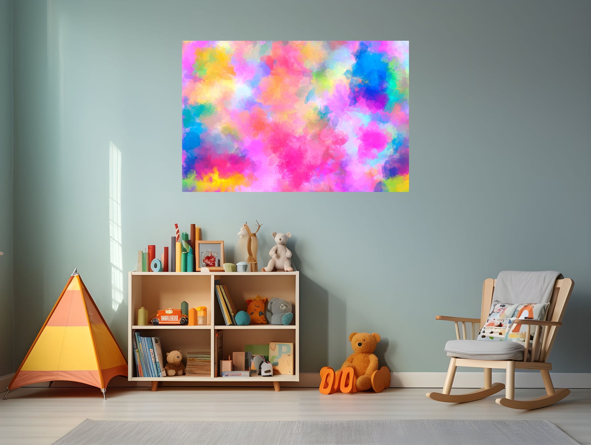 Painted Puddles digital wall art — pastel colour wash abstract design, printable home decor
