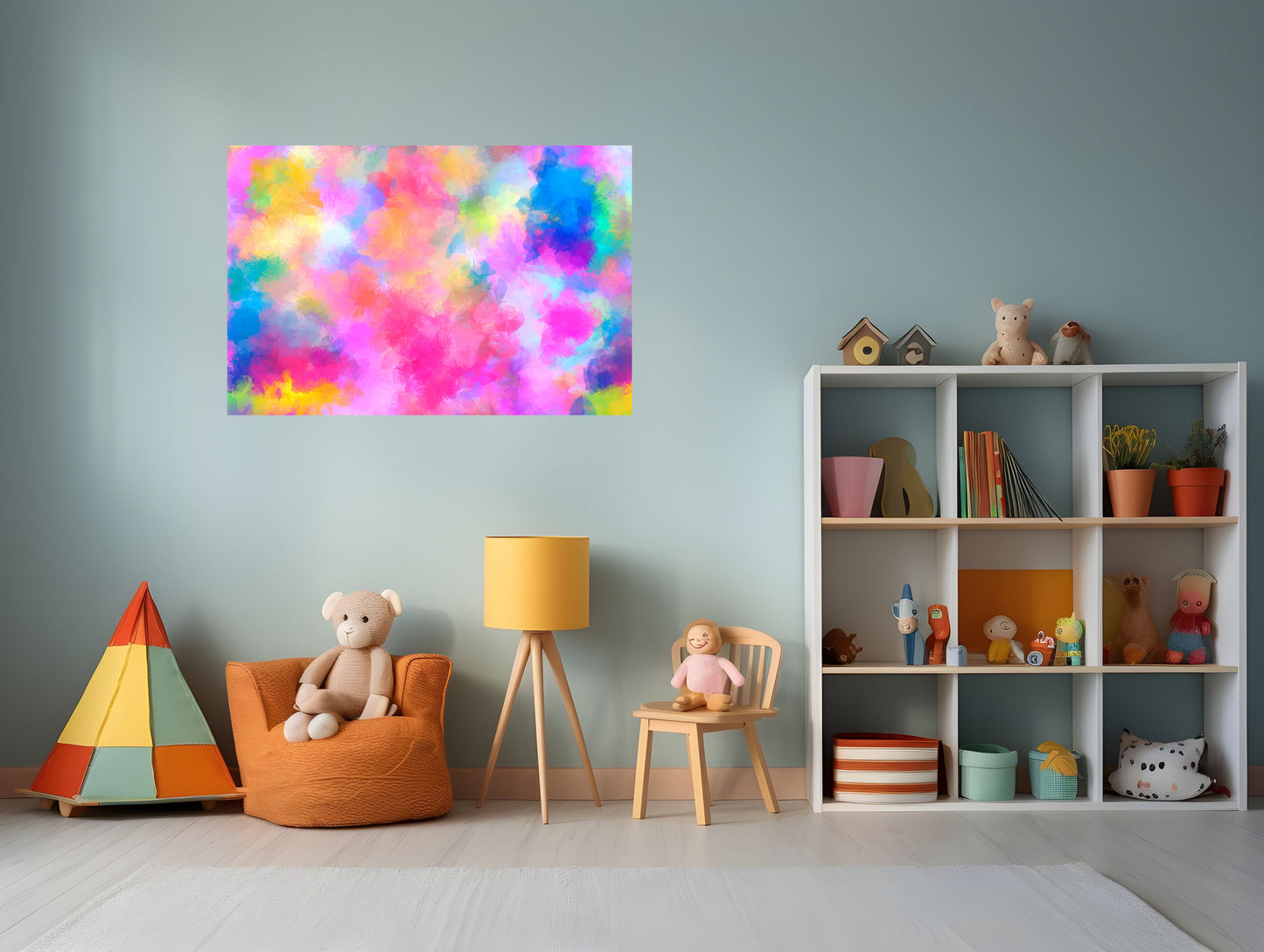Painted Puddles pastel abstract artwork — elegant soft hues digital print for living room or bedroom