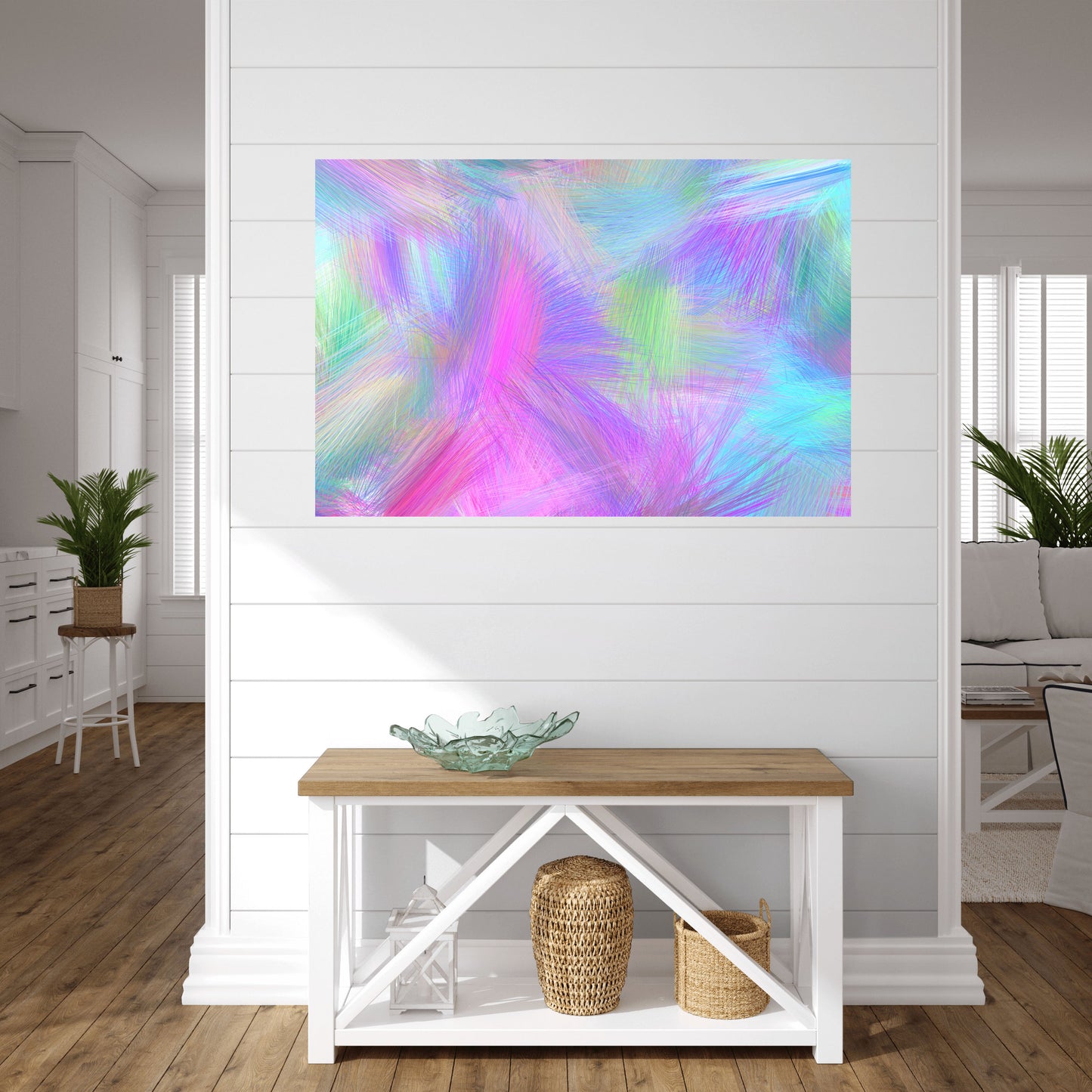 Abstract pastel wall art print Radiant Rhythm — elegant digital art instant download
