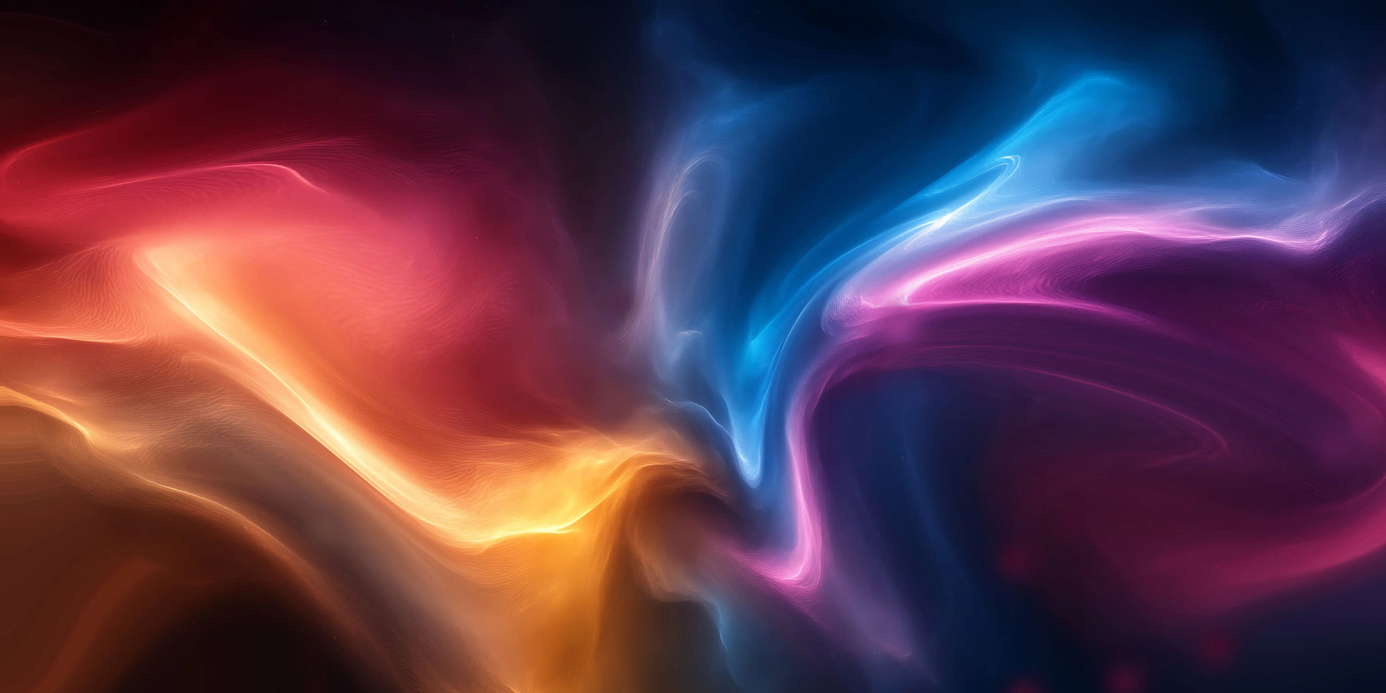 Colorful abstract smoke or fabric texture on a dark background.