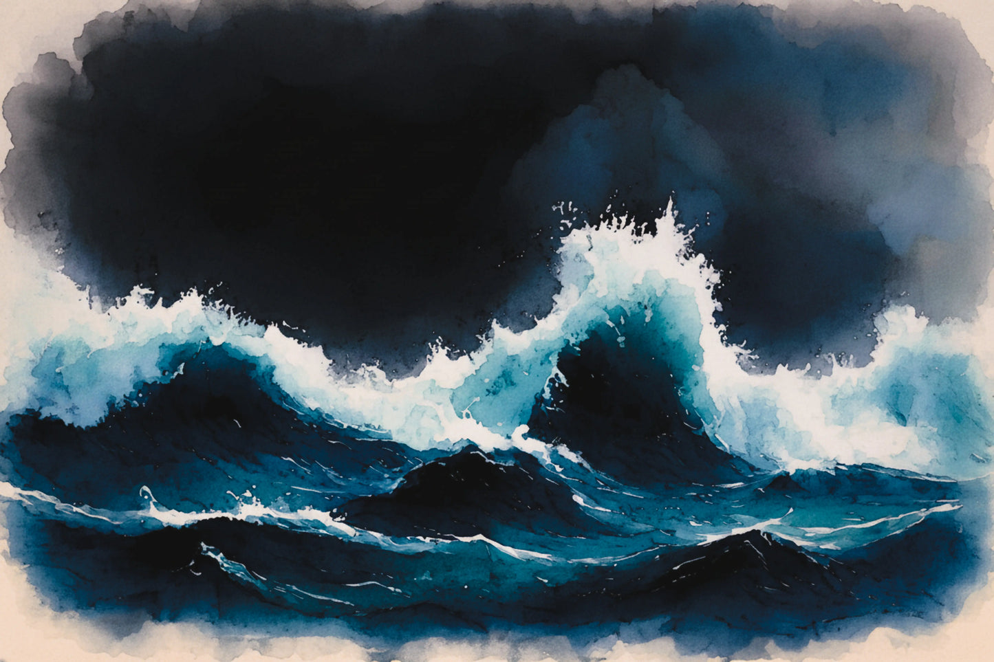 Tempest in Indigo — Watercolour Seascape Print