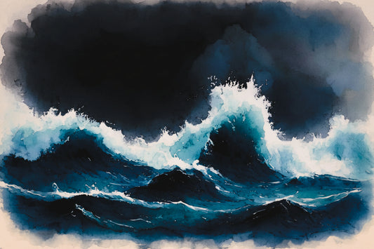 Tempest in Indigo — Watercolour Seascape Print