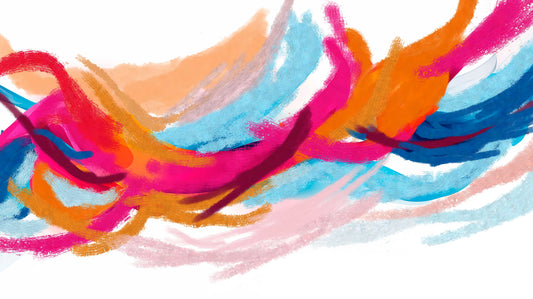 Colorful abstract brush strokes on a white background.