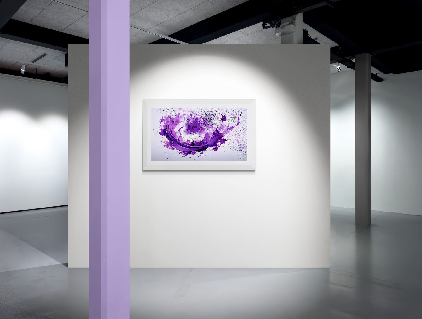 Abstract lavender fluid art print in a gallery wall setting — digital download by Phillip J Gordon