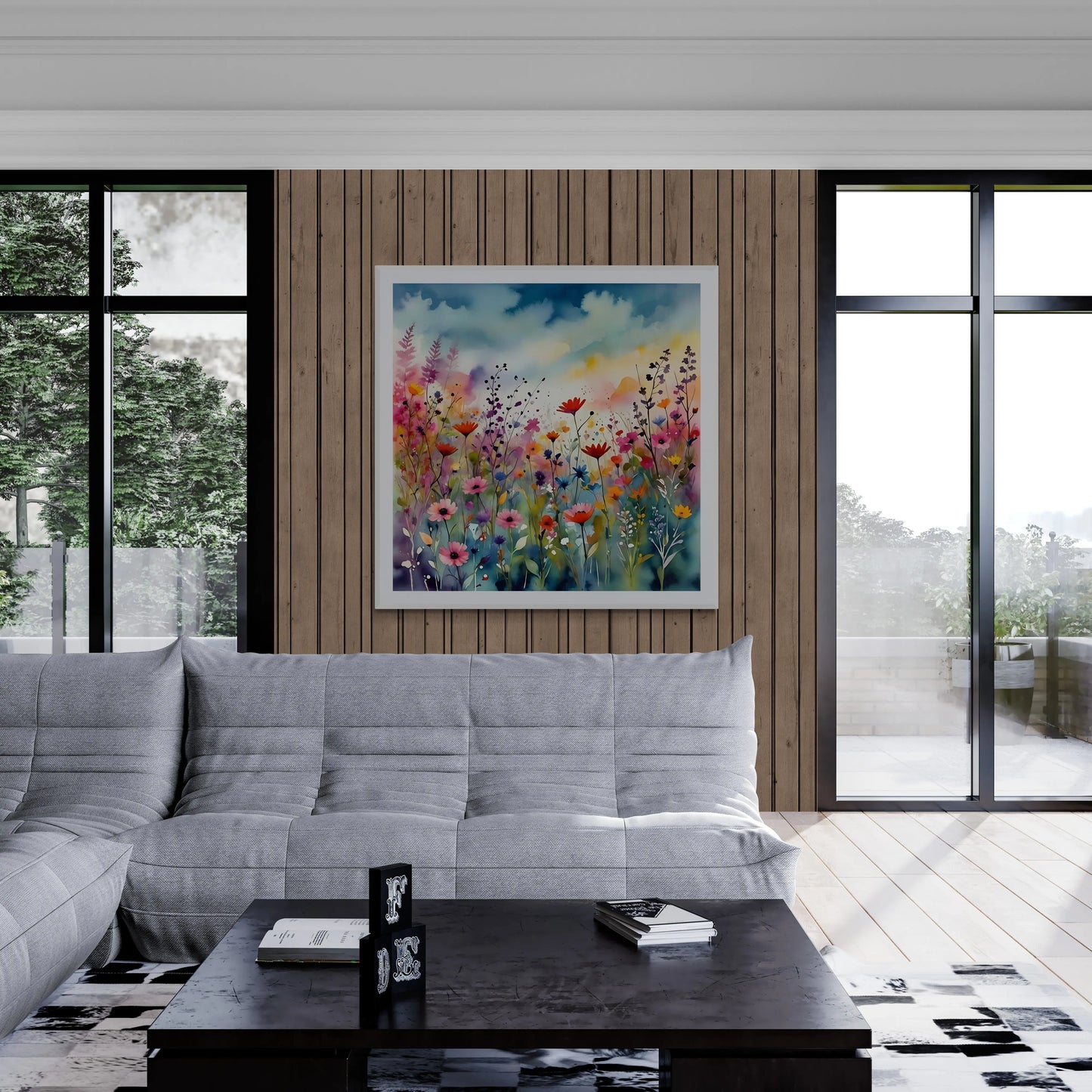 Abstract Wildflowers Watercolor — Sun-Drenched Field Digital Artistry