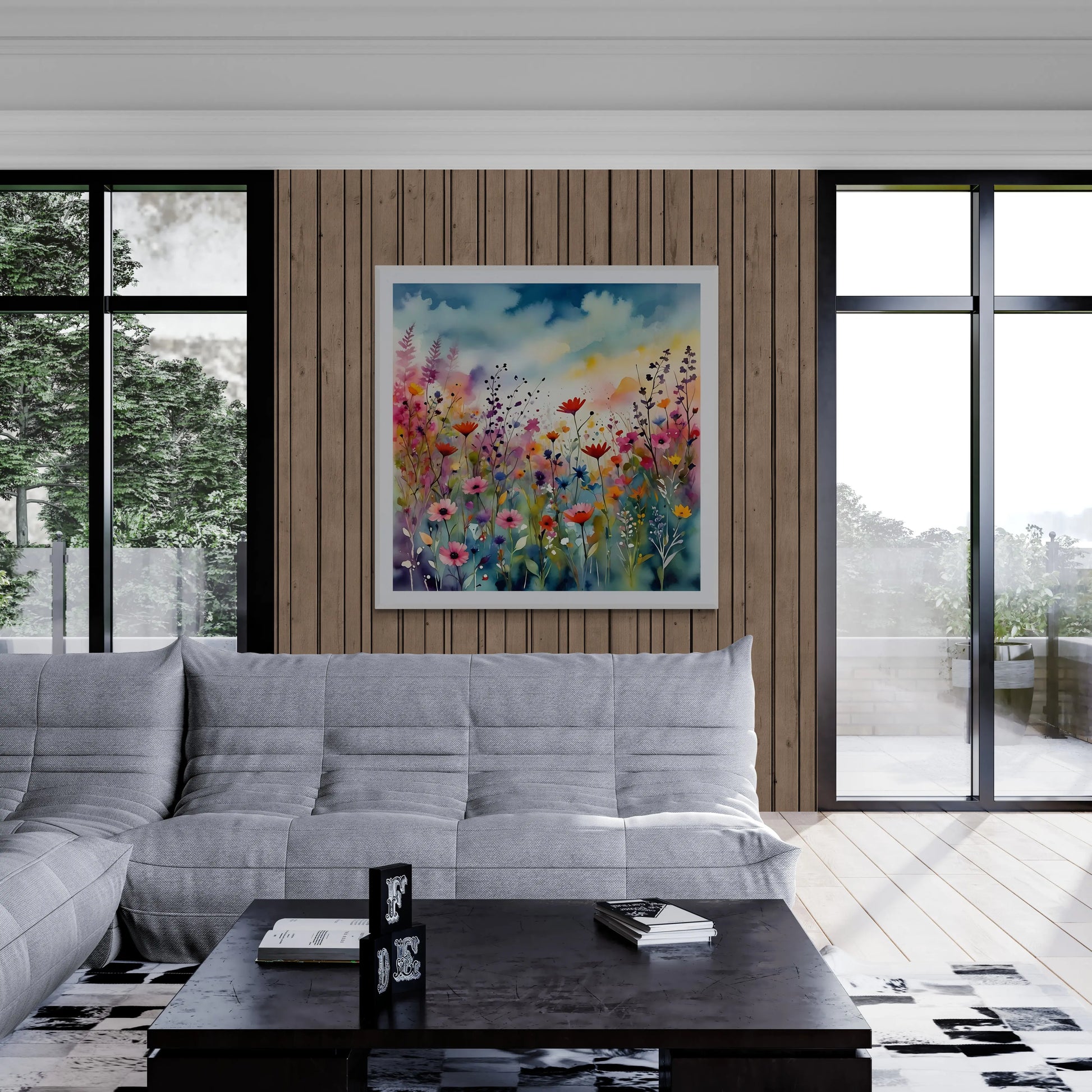 Abstract Wildflowers Watercolor — Sun-Drenched Field Digital Artistry