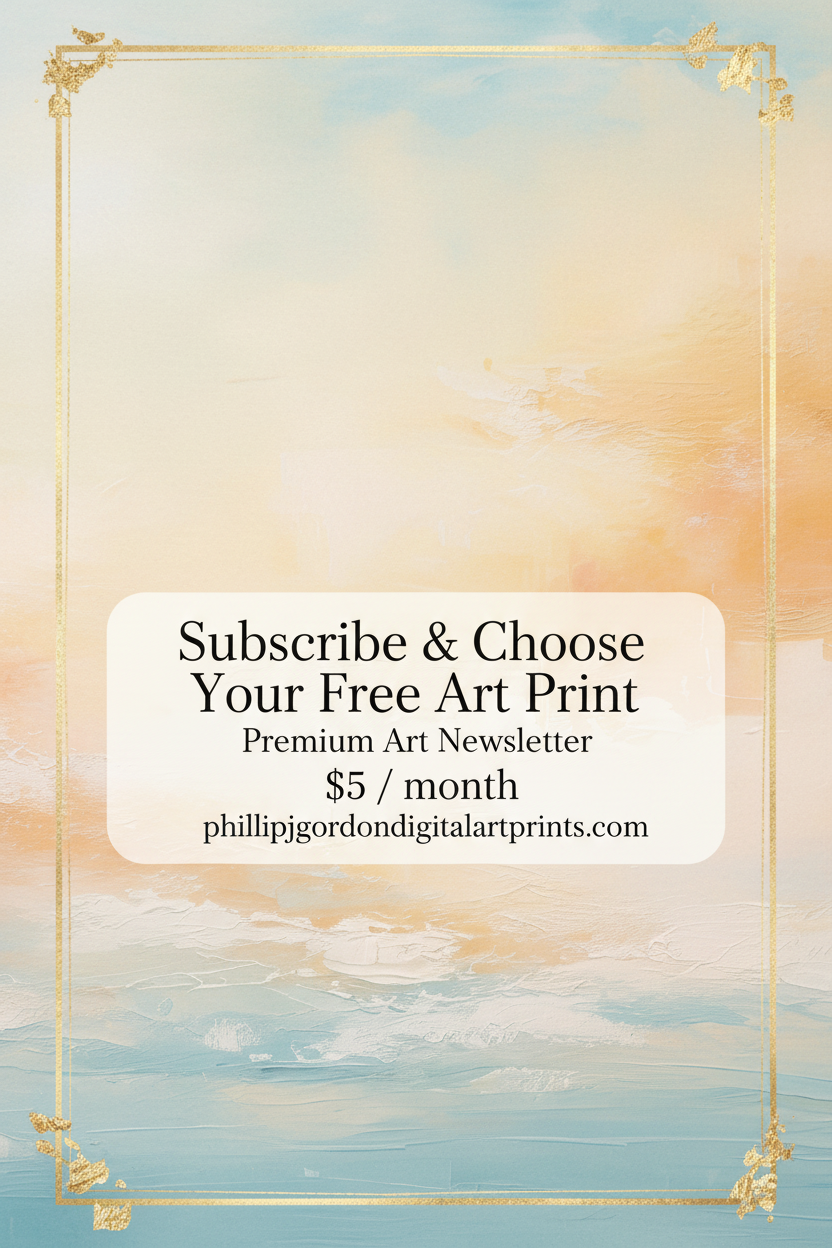 "Subscribe & Choose Your Free Art Print — Premium Art Newsletter by Phillip J Gordon, $5/month digital art subscription"