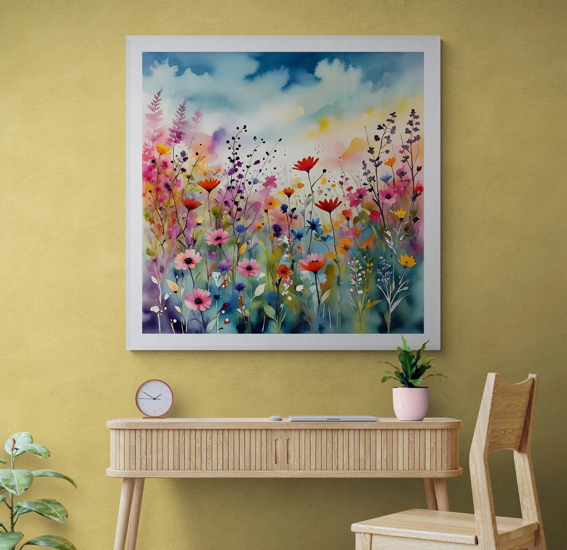 Abstract Wildflowers Watercolor — Sun-Drenched Field Digital Artistry
